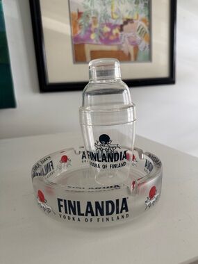 Finlandia Vodka Advertising Promotional Vintage Ashtray and Cocktail Shaker